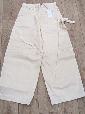 $600 Mens SIMONE ROCHA Wide Leg Trousers Pants Ecru Medium